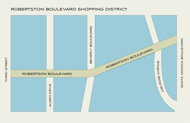 Robertson Boulevard Map - Robertson Bouevard Shopping District